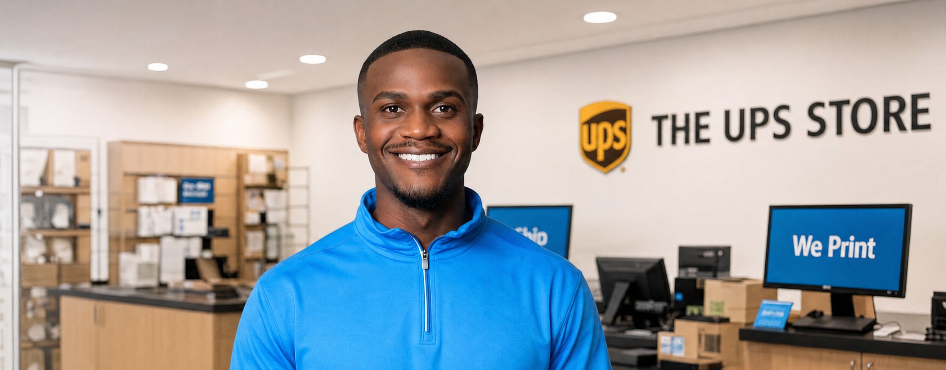 Siah, owner of The UPS Store #4507, at the store counter